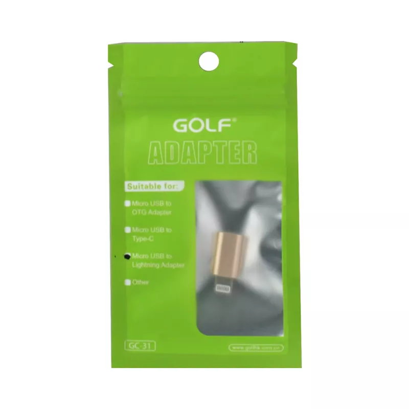 Adaptor conector mama Micro USB - iPhone Ligtning tata auriu Golf - imagine 3