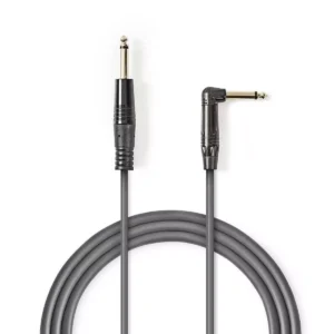 Cablu audio Jack mono 6.35 mm tata - 6.35 mm tata cotit 5m gri NEDIS