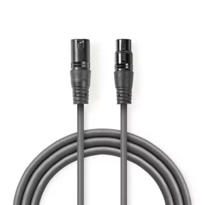Cablu XLR stereo Nedis XLR 3 pini tata - XLR 3 pini mama 5m gri