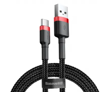 Cablu alimentare si date Baseus Cafule CATKLF-C91 Fast Charging Data USB la USB Type-C 100W braided 2m rosu+negru